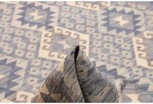 Tappeto Kilim Geometrico Blu Avorio 204x291 Cm