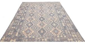 Tappeto Kilim Geometrico Blu Avorio 204x291 Cm