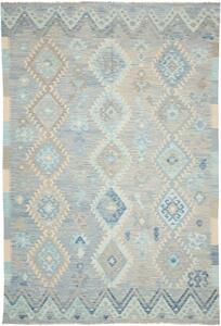 Tappeto Kilim Geometrico Azzurro Beige 204x300 Cm
