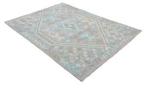 Tappeto Kilim Stilizzato Celeste Grigio Tortora 149x192 Cm