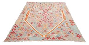 Tappeto Kilim Stilizzato Grigio Chiaro Arancione 158x212 Cm