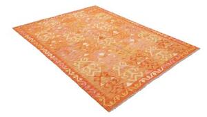 Tappeto Kilim Stilizzato Arancione Rosa 153x201 Cm