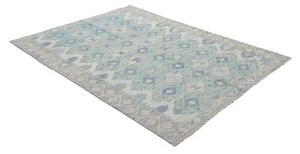 Tappeto Kilim Geometrico Azzurro Avorio 157x202 Cm