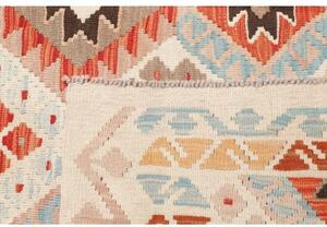 Tappeto Kilim Geometrico Avorio Rosso Mattone 185x252 Cm