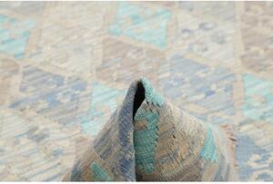 Tappeto Kilim Stilizzato Beige Azzurro 152x208 Cm