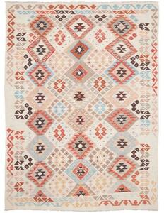 Tappeto Kilim Geometrico Avorio Rosso Mattone 185x252 Cm