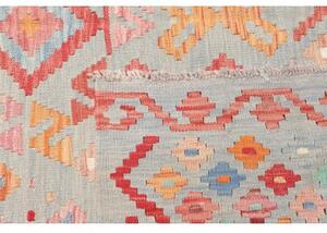 Tappeto Kilim Stilizzato Grigio Chiaro Arancione 158x212 Cm