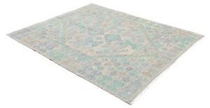 Tappeto Kilim Geometrico Beige Azzurro 154x194 Cm
