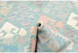 Tappeto Kilim Stilizzato Azzurro Turchese Avorio 103x145 Cm