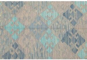Tappeto Kilim Geometrico Grigio Turchese 99x160 Cm