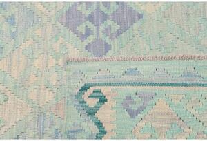 Tappeto Kilim Geometrico Celeste Avorio 103x144 Cm