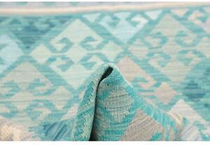 Tappeto Kilim Geometrico Turchese Grigio 101x149 Cm