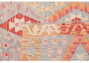 Tappeto Kilim Geometrico Arancione Ocra Azzurro 103x137 Cm