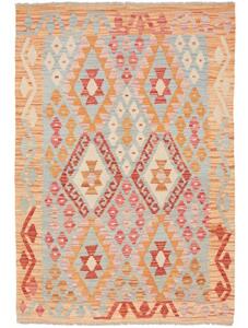 Tappeto Kilim Geometrico Arancione Azzurro 105x149 Cm