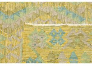 Tappeto Kilim Geometrico Giallo Azzurro 101x150 Cm