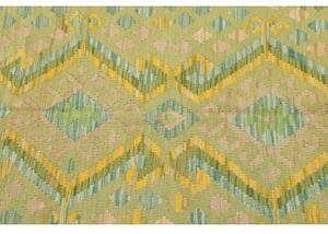 Tappeto Kilim Geometrico Verde Salvia Giallo Senape 102x137 Cm