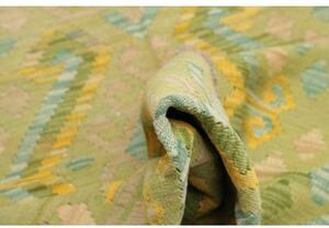 Tappeto Kilim Geometrico Verde Salvia Giallo Senape 102x137 Cm