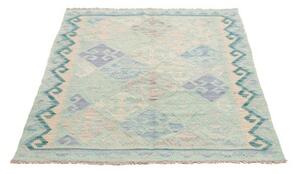 Tappeto Kilim Geometrico Celeste Avorio 103x144 Cm