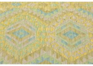 Tappeto Kilim Geometrico Giallo Azzurro 101x150 Cm