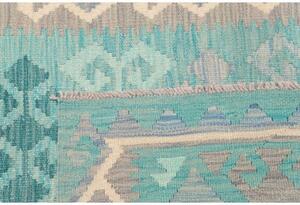 Tappeto Kilim Geometrico Turchese Beige 96x152 Cm