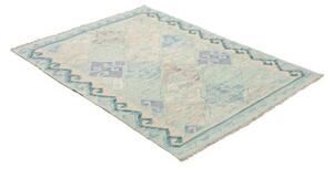 Tappeto Kilim Geometrico Celeste Avorio 103x144 Cm