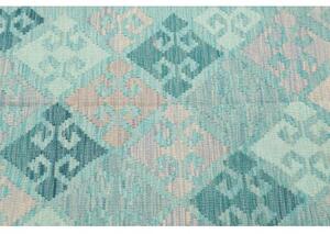 Tappeto Kilim Geometrico Turchese Beige 96x152 Cm