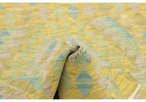 Tappeto Kilim Geometrico Giallo Azzurro 101x150 Cm