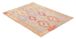 Tappeto Kilim Geometrico Arancione Ocra Azzurro 103x137 Cm