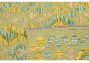 Tappeto Kilim Geometrico Verde Salvia Giallo Senape 102x137 Cm
