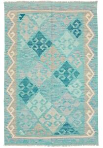 Tappeto Kilim Geometrico Turchese Beige 96x152 Cm