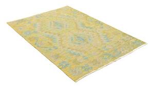 Tappeto Kilim Geometrico Giallo Azzurro 101x150 Cm