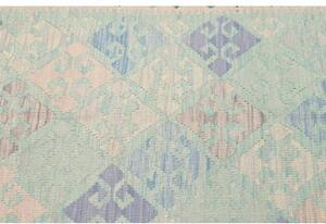 Tappeto Kilim Geometrico Celeste Avorio 103x144 Cm