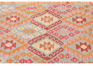 Tappeto Kilim Geometrico Arancione Azzurro 105x149 Cm
