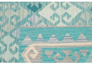 Tappeto Kilim Geometrico Turchese Grigio 101x149 Cm