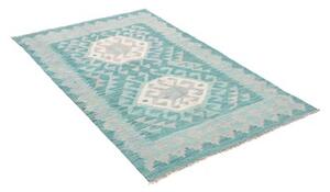 Tappeto Kilim Stilizzato Verde Acqua Azzurro 100x152 Cm
