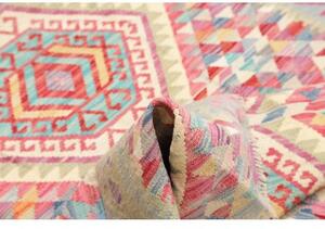 Tappeto Kilim Stilizzato Azzurro Rosso 125x170 Cm