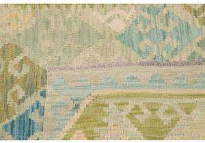 Tappeto Kilim Geometrico Verde Chiaro Azzurro 109x144 Cm