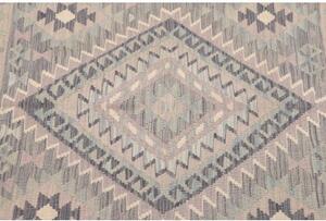 Tappeto Kilim Geometrico Grigio Azzurro 101x150 Cm
