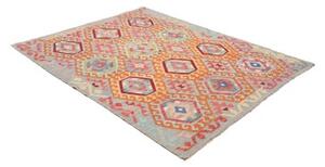 Tappeto Kilim Stilizzato Celeste Arancione 154x199 Cm