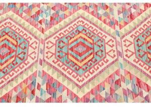 Tappeto Kilim Stilizzato Azzurro Rosso 125x170 Cm