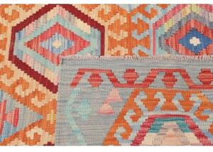 Tappeto Kilim Stilizzato Celeste Arancione 154x199 Cm