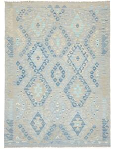 Tappeto Kilim Geometrico Beige Azzurro 130x176 Cm