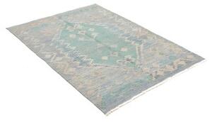 Tappeto Kilim Stilizzato Celeste Avorio 105x150 Cm