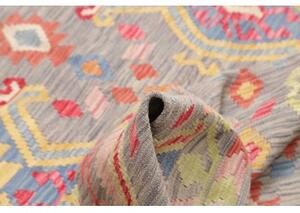 Tappeto Kilim Geometrico Grigio Multicolore 158x200 Cm