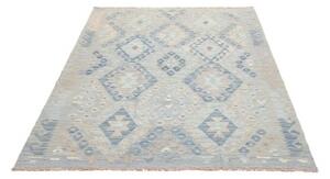Tappeto Kilim Geometrico Beige Azzurro 130x176 Cm