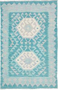 Tappeto Kilim Stilizzato Verde Acqua Azzurro 100x152 Cm