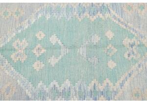 Tappeto Kilim Stilizzato Celeste Avorio 105x150 Cm