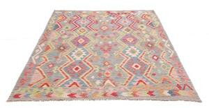 Tappeto Kilim Geometrico Grigio Multicolore 158x200 Cm
