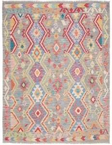 Tappeto Kilim Geometrico Grigio Multicolore 158x200 Cm