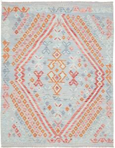 Tappeto Kilim Geometrico Celeste Arancione 155x201 Cm